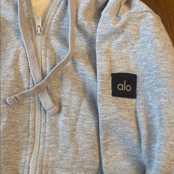 Alo Yoga Everyday Full Zip Hoodie  Athletic Heather Grey Small - Picture 3 of 3